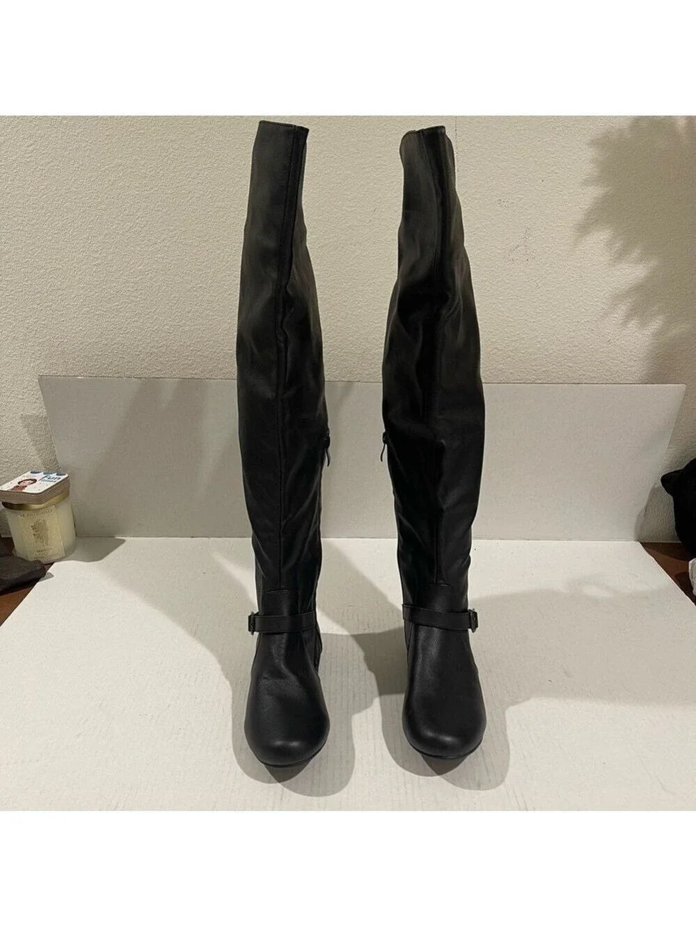 Women’s Journee Collection Black Over-the-Knee Boots Faux Leather Size 7.5 US!